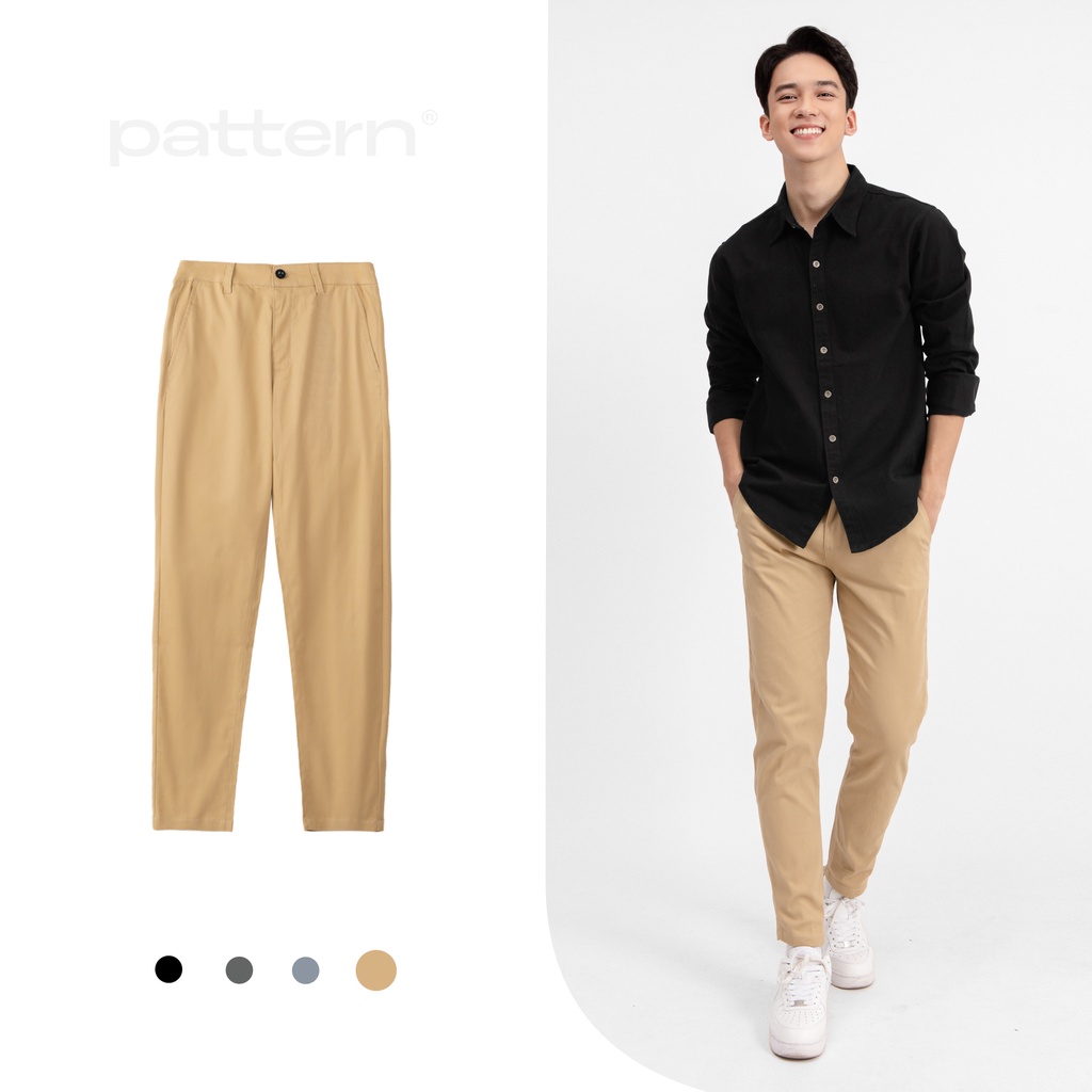 Quần kaki THE 1992 Ống suông Công sở cạp khóa 4 màu trơn