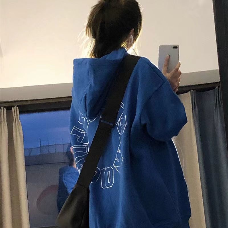 Vòng cổ Có Mũ Trùm Vải Lông Cừu Dày Dặn Màu Xanh Dương Klein Thời Trang Mùa Đông 2022 Mới Dành Cho Bạn Nữ