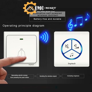⚡️𝗕𝗛 𝟭𝟮 𝗧𝗛𝗔́𝗡𝗚⚡️ Chuông cửa không dây cao cấp LINPTECH G1 ⚡️ Chống nước - Có thể học lệnh hoặc xóa mã - Tần số 433Mhz