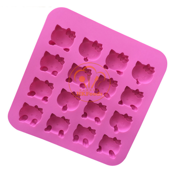 Khuôn Silicon Làm Socola,Thạch Rau Câu,Kẹo Dẻo,Pudding Trang Trí Hình 16 Kitty Biểu Cảm