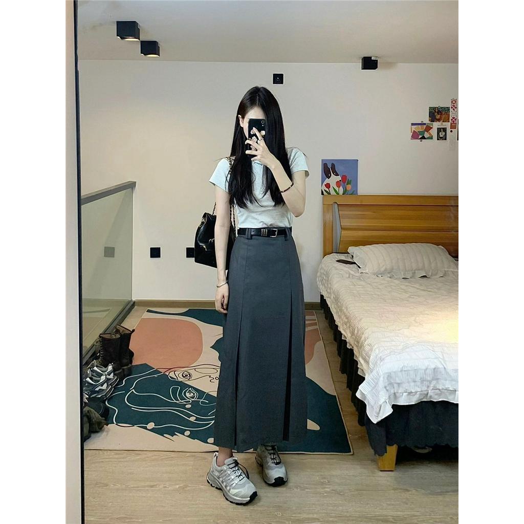 Bộ Áo Thun Trơn Màu Sắc 63391 + Chân Váy Lưng Cao Xinh Xắn Dành Cho Nữ