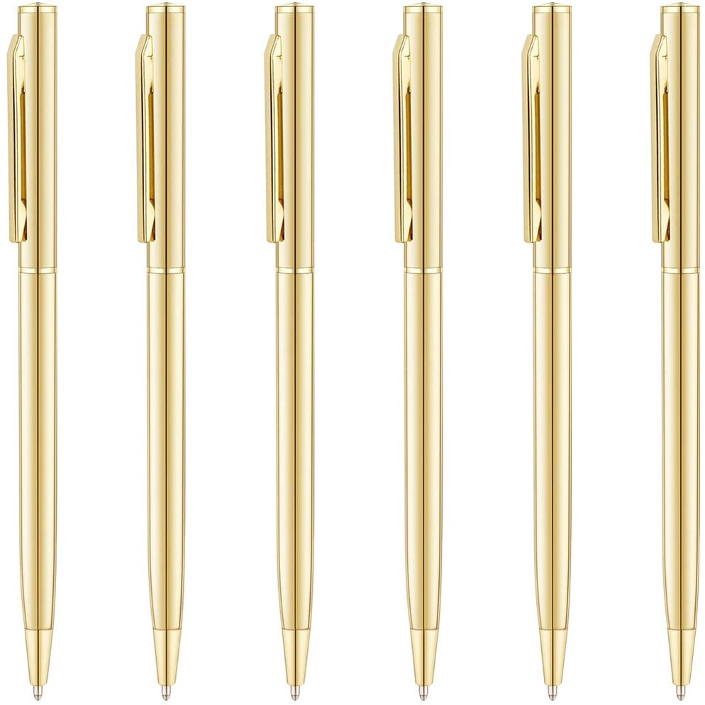 Bộ 6 Bút Bi Mực Đen Ngòi 1mm Dùng Làm Quà Tặng Giáng Sinh / Giáo Viên / Đám Cưới