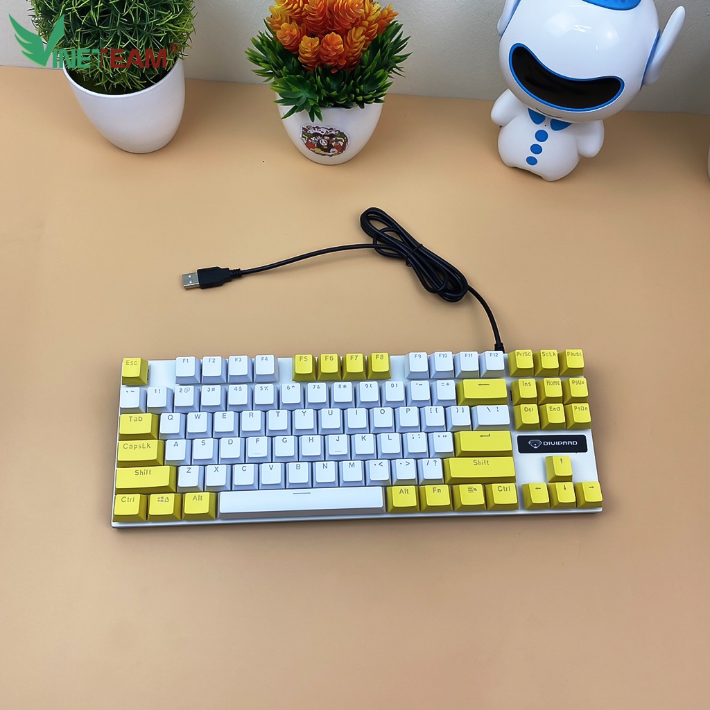 Bàn phím cơ DIVIPARD 87 phím, bàn phím máy tính chơi game có dây Led RGB 30 Chế Độ Khác Nhau -DC4762