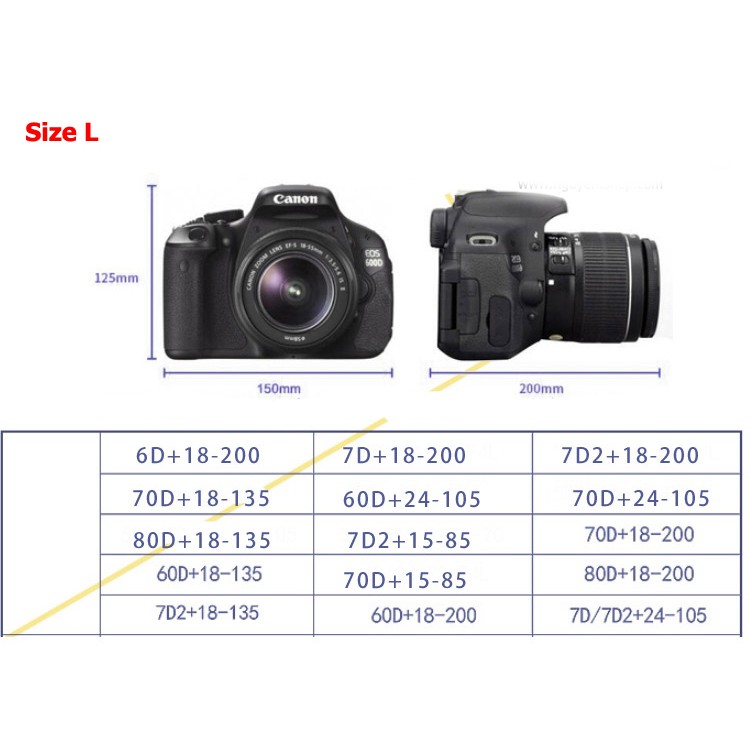 Túi chống sốc máy ảnh tam giác DSLR Canon (chọn size)