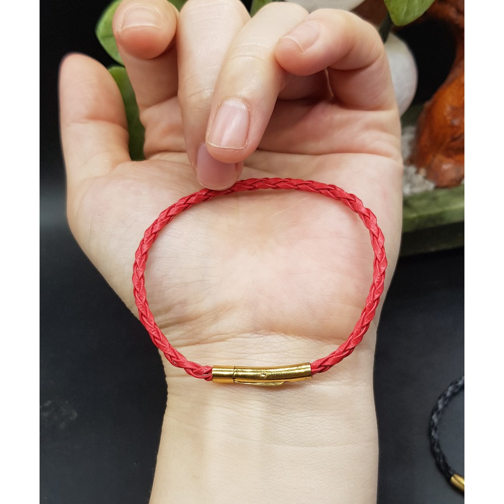 Dây da xoắn tròn màu Đen/Đỏ làm vòng tay, đồ handmade,..... (Size 3mm)