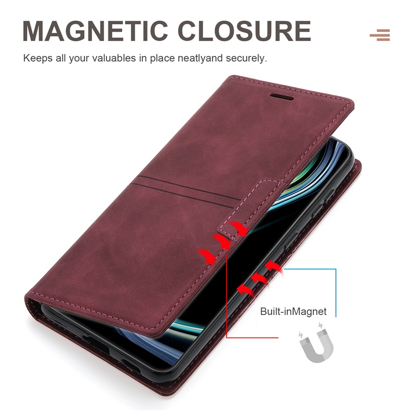 Bao Da Điện Thoại Nắp Lật Từ Tính Có Khe Cắm Thẻ Thời Trang Cho Samsung Note 20 Ultra 10 Lite 9 8 S10 S9 Plus