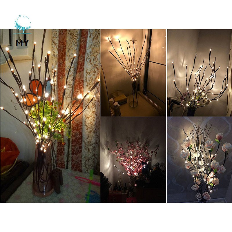 Creative 20 Leds Branch Lights Luminous Wedding Christmas Festival Home Decoration Romantic Willow Twig Branches Lamp