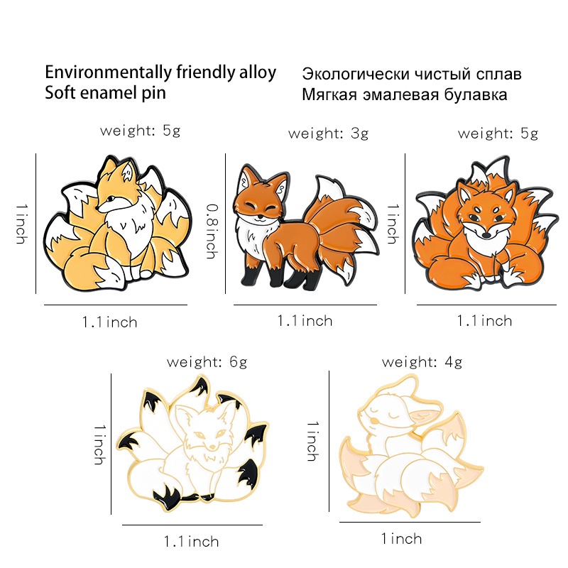 Bộ 22 Ghim Cài Áo Kim Loại Tráng Men Chất Lượng Cao In Họa Tiết Hoạt Hình Nhím / Chú Cáo / Gấu Dễ Thương