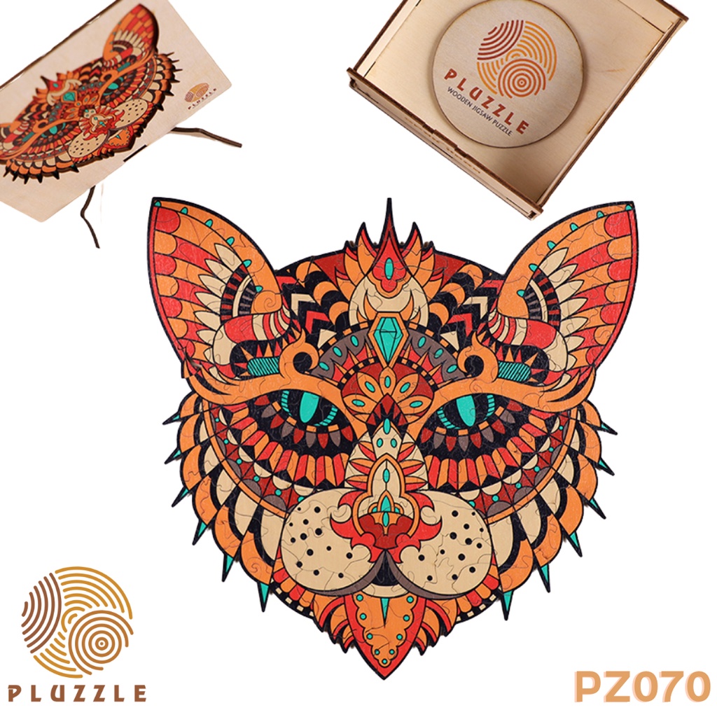 Bộ Xếp Hình Gỗ Thông Minh PLUZZLE hình Con Mèo - PZ070