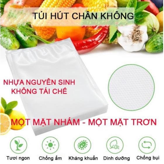 Set 100 Túi Hút Chân Không Một Mặt Nhám, Cuộn và túi đựng thực phẩm 1 mặt nhám, hàng cao cấp, An toàn,