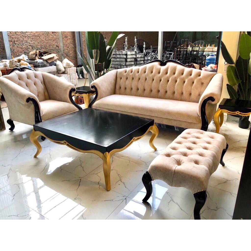 Sofa Tân Cổ Điển khung gỗ vòm cao cấp