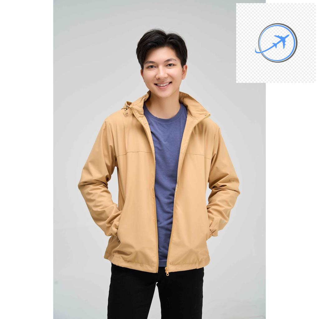 Áo gió nam YODY hai lớp thể thao phối lưng áo khoác gió nam có mũ chống gió chống nước AKM4027 -gt3
