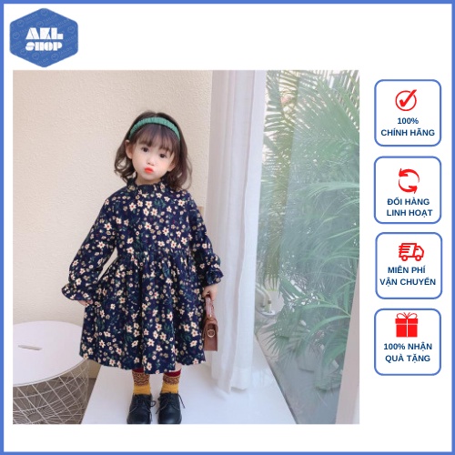 Váy nhung cho bé gái, đầm thu đông cho bé 1 tuổi đến 8 tuổi nặng 11kg đến 25kg phong cách Hàn Quốc hàng Quảng Châu