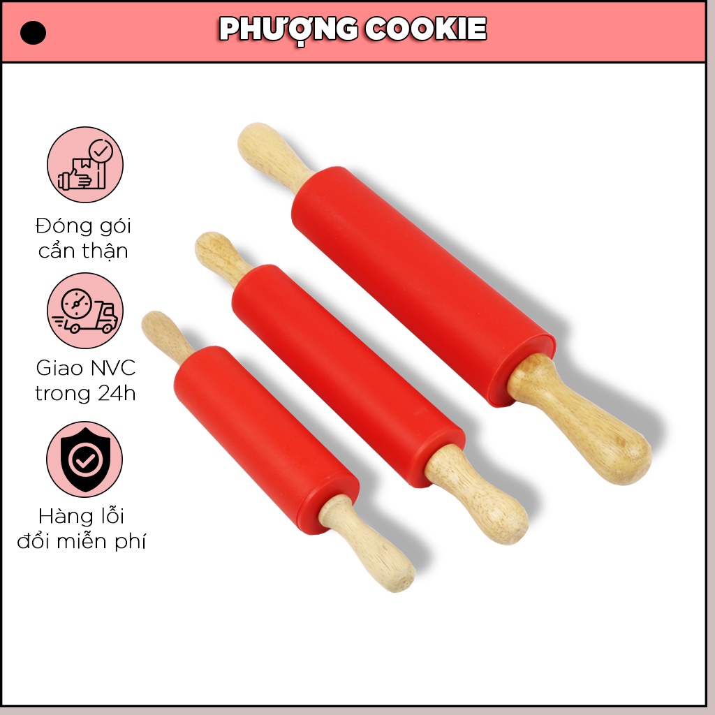 Cây lăn bột silicon cán gỗ (MS 506 - 508)