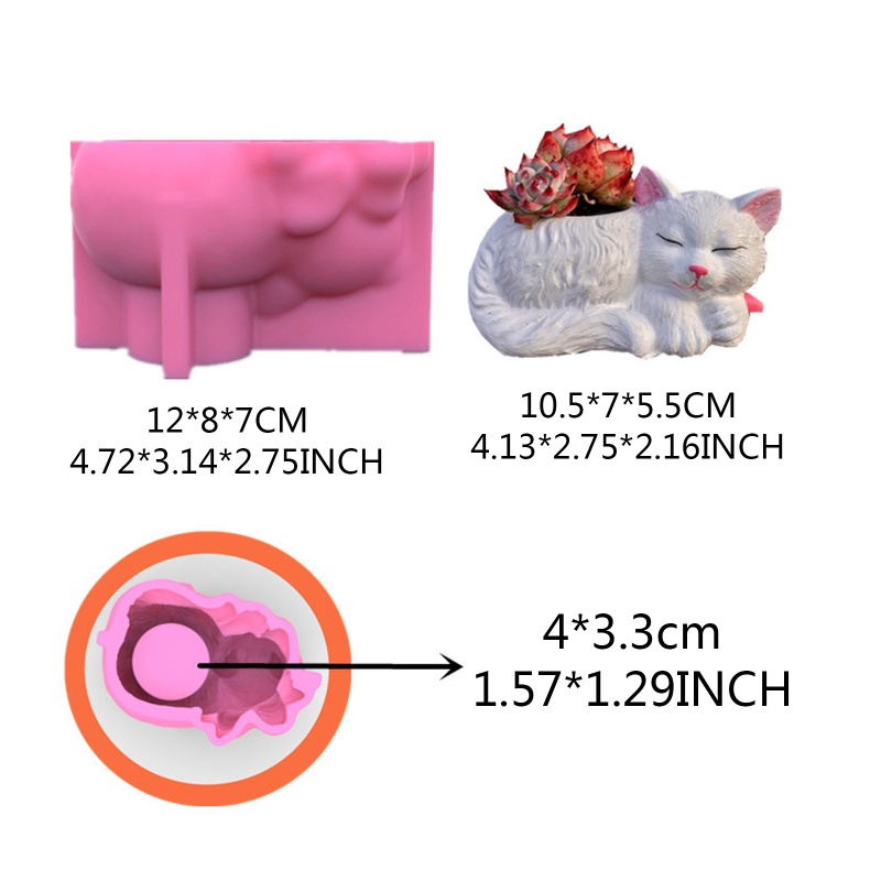 Khuôn Silicone Hình Mèo Hình Học Làm Chậu Hoa Sen Đá