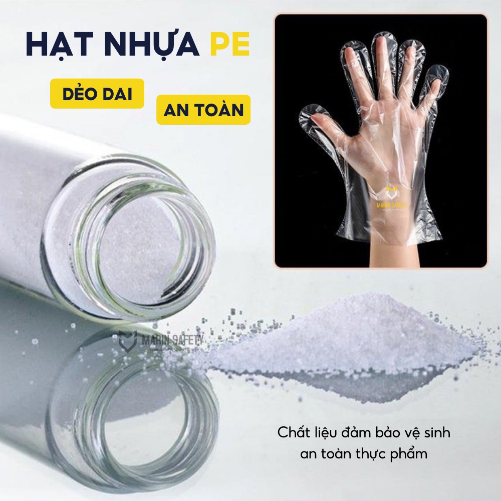 Găng tay nilon nhà bếp hộp 100 cái, găng tay dùng một lần, đảm bảo an toàn vệ sinh thực phẩm