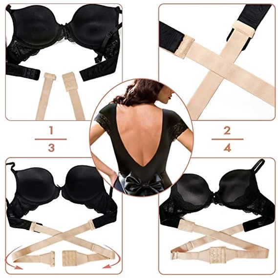 Dây đai nối dài áo ngực hở lưng cổ chữ v sâu điều chỉnh được cho nữ