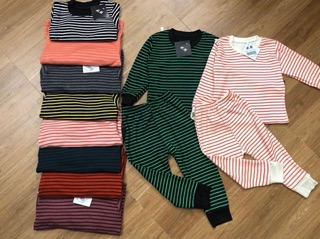 Combo 2 bộ cotton len kẻ cho bé