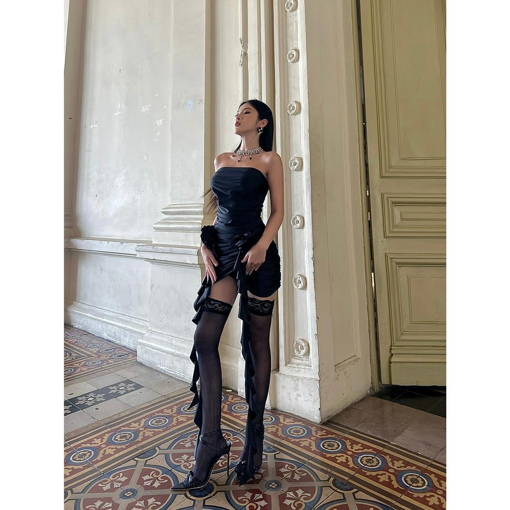 Đầm Body Cúp Ngực Nhún Hoa Dải Tua Rua Kelsey Dress LSEOUL V23051527 Sang Chảnh Phù Hợp Đi Tiệc