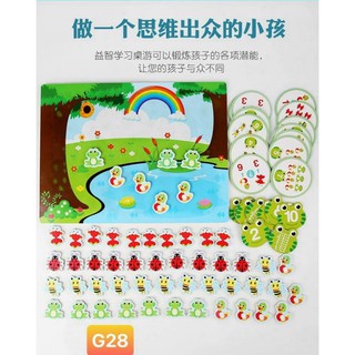 BỘ TRANH GHÉP GỖ ĐỘNG VẬT TẬP ĐẾM cùng BẢNG GỖ ĐỒ CHƠI SHOPING CHO BÉ