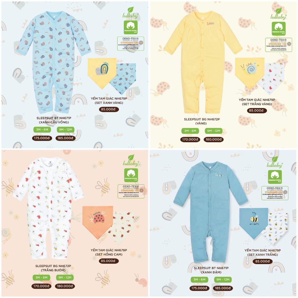 Body sleepsuit chất cotton họa tiết dễ thương Lullaby cho bé NH671P