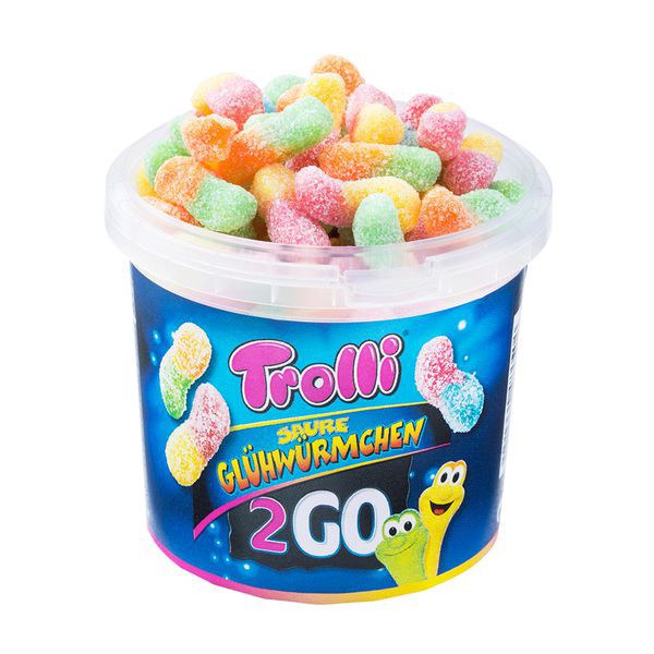 Kẹo dẻo con sâu Trolli Sour Glowworms 2GO Đức 150gr