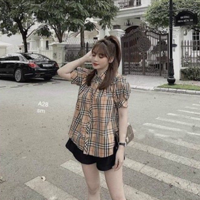 Áo sơ mi kate kiểu cổ trụ sọc BB.R siêu xinh Hàng y hình