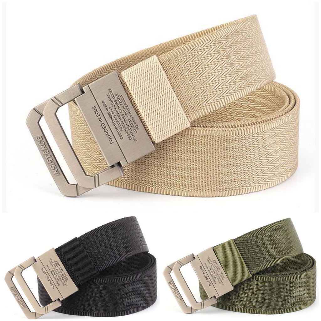 THẮT LƯNG NAM THỜI TRANG VẢI CANVAS GÀI 2 THANH KIM LOẠI THƯƠNG HIỆU ENNIU 13Y INSISTENCE