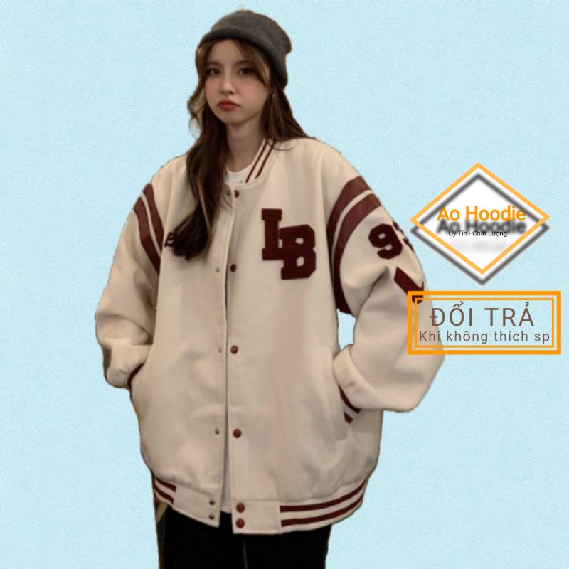 Áo hoodie unisex không mũ, in chữ LB, vải nỉ pe loại 1.