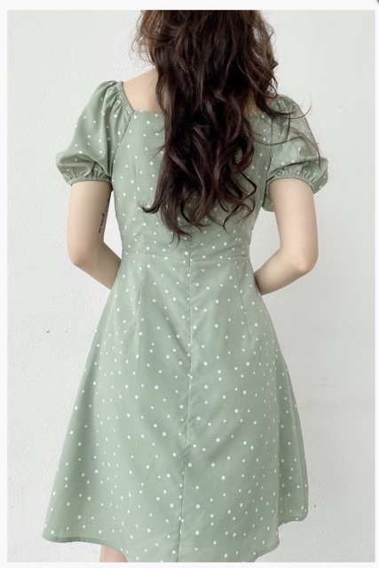 Đầm xanh Ngọc chấm bi