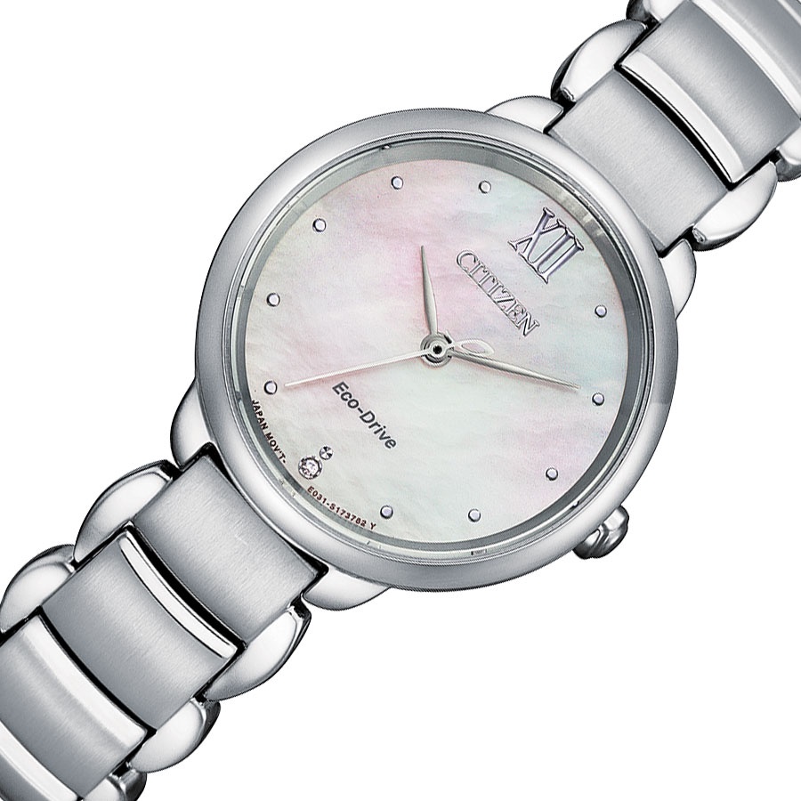 Đồng Hồ Nữ Citizen Đính Kim Cương Dây Thép Không Gỉ EM0920-86D - Mặt Xà Cừ