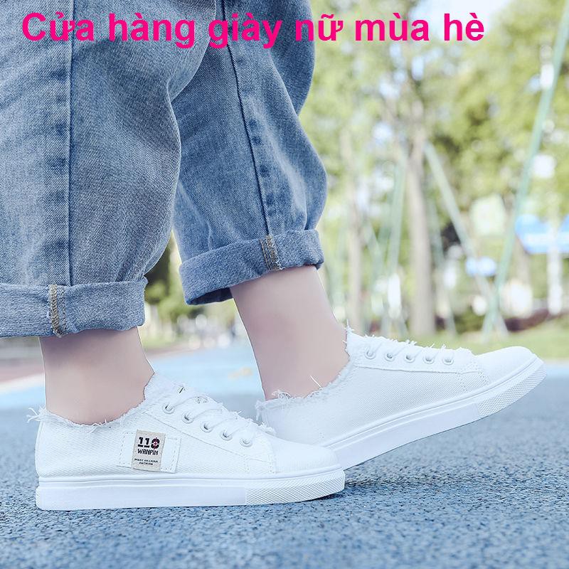 2021 giày mới mùa xuân và hè trắng nữ sinh Phiên bản Hàn Quốc của vải thấp cổ hoang dã trong bình thườngmóc kho | BigBuy360 - bigbuy360.vn