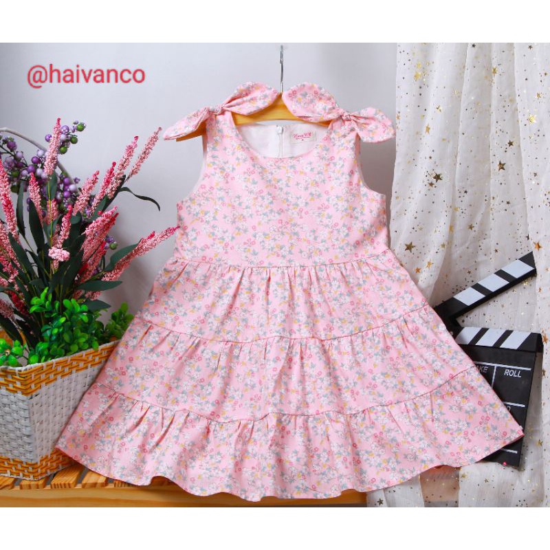 Đầm váy bé gái SIZE ĐẠI hoa nhí tay cánh tiên haivanco vải Kate nhập 15 đến 40 kg  mềm mại thoáng mát đi học đi chơi đẹp