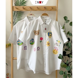Áo sơ mi nữ in hình icon dễ thương envy s158