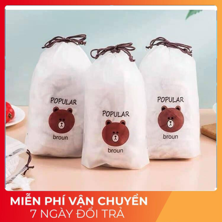 100 Màng bọc thực phẩm co giãn siêu dai có chun hình túi gấu  1K7