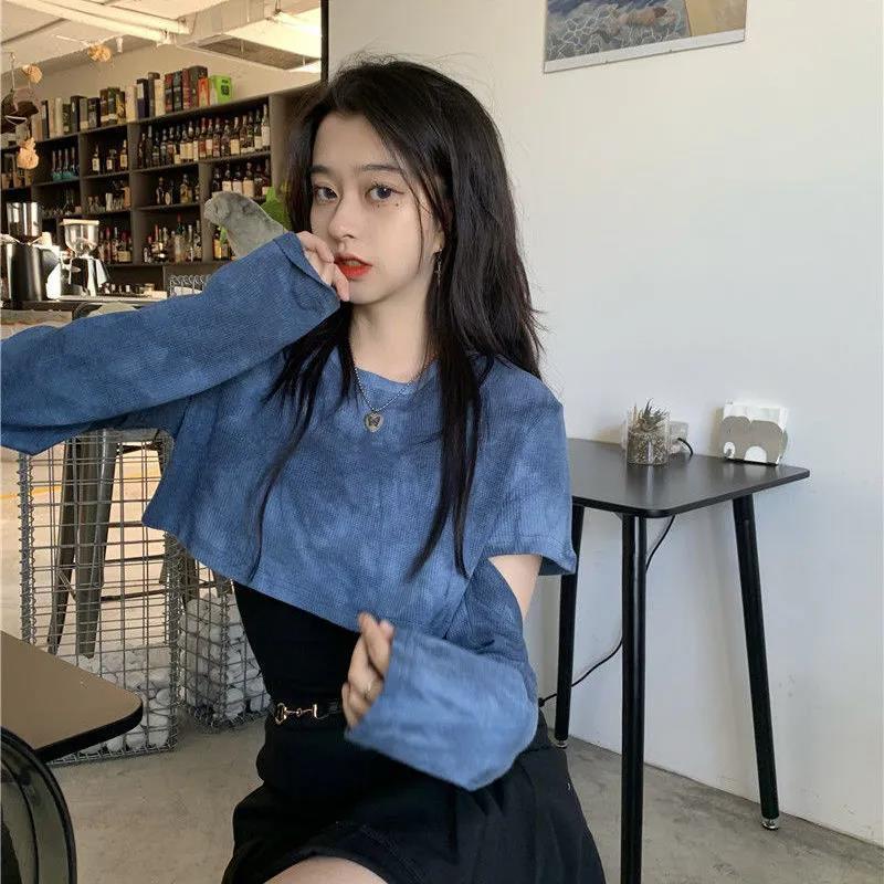 IELGYÁo Hai Dây Ngắn Eo Cao Màu Nhuộm Phong Cách Harajuku Đường Phố Mới Cho Nữ