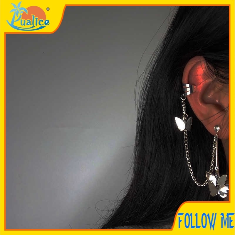 Girl cold terroir cool butterfly earrings Korean style earrings female ear bone clip earrings