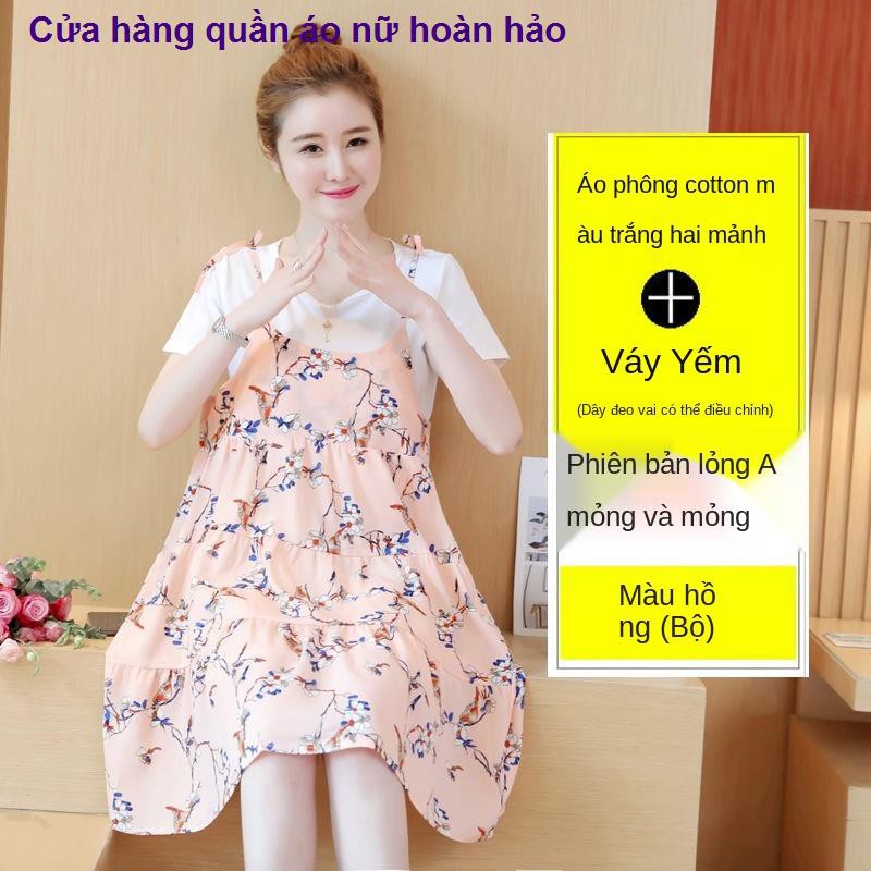 quần nữQuần áo bà bầu phương Tây mùa hè phông vải lưới màu đỏ Váy