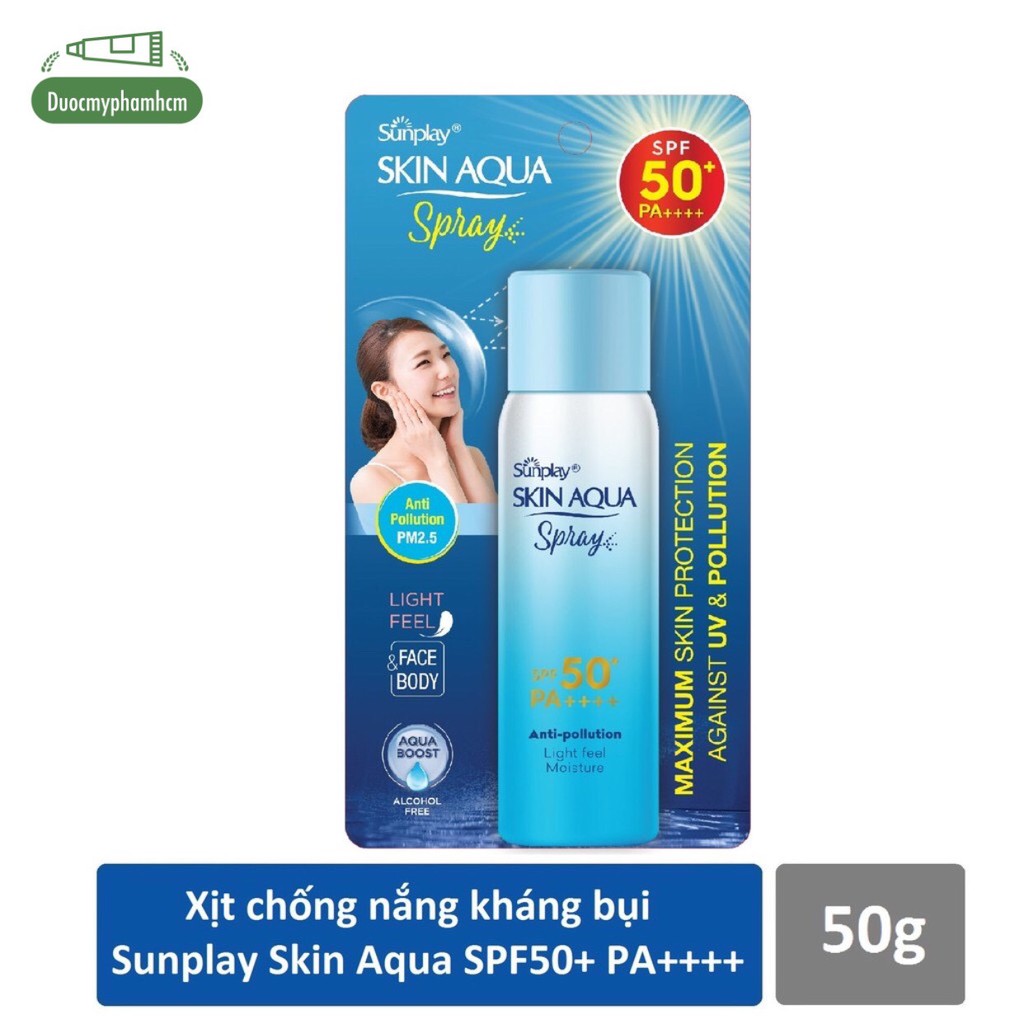 Xịt chống nắng kháng bụi Sunplay Skin Aqua Anti Pollution Spray SPF50+ PA++++ 50g