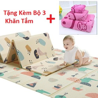 [Hàng Mới Về] THẢM XỐP GẤP GỌN XPE PHỦ SILICON GẤP GỌN CHỐNG THẤM TẶNG KÈM BỘ 3 KHĂN TẮM CHO CẢ GIA ĐÌNH - SatraMart