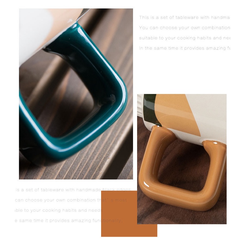 Cốc sứ uống trà, cafe cao cấp 320ml phong cách vintage