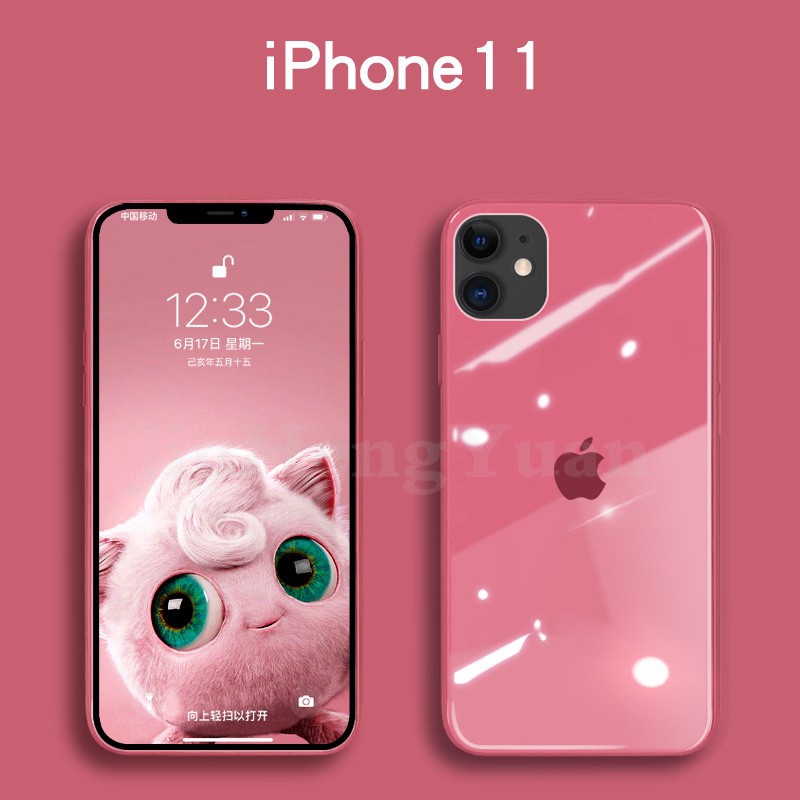 Ốp điện thoại kính cường lực màu kẹo viền silicone cho IPhone 6 6s 7 8 Plus X XS MAX XR 11 PRO Promax