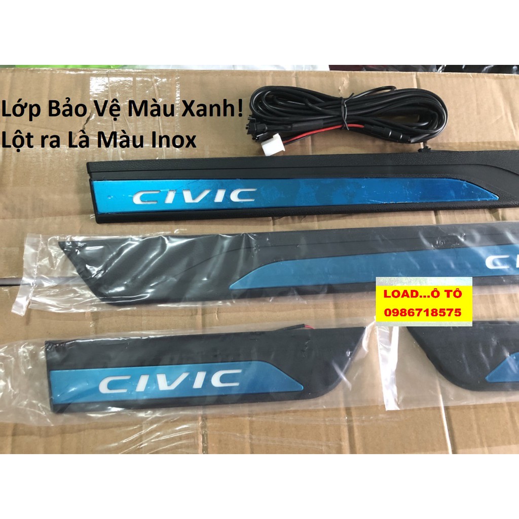 Ốp Bậc Chân Ngoài Có Đèn Xe Honda Civic 2018-2021 Cao Cấp, Nhựa ABS