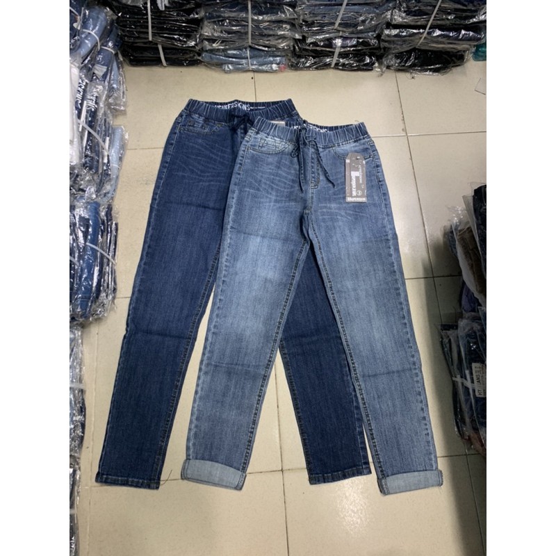 Quần jeans lưng thun xước nhẹ