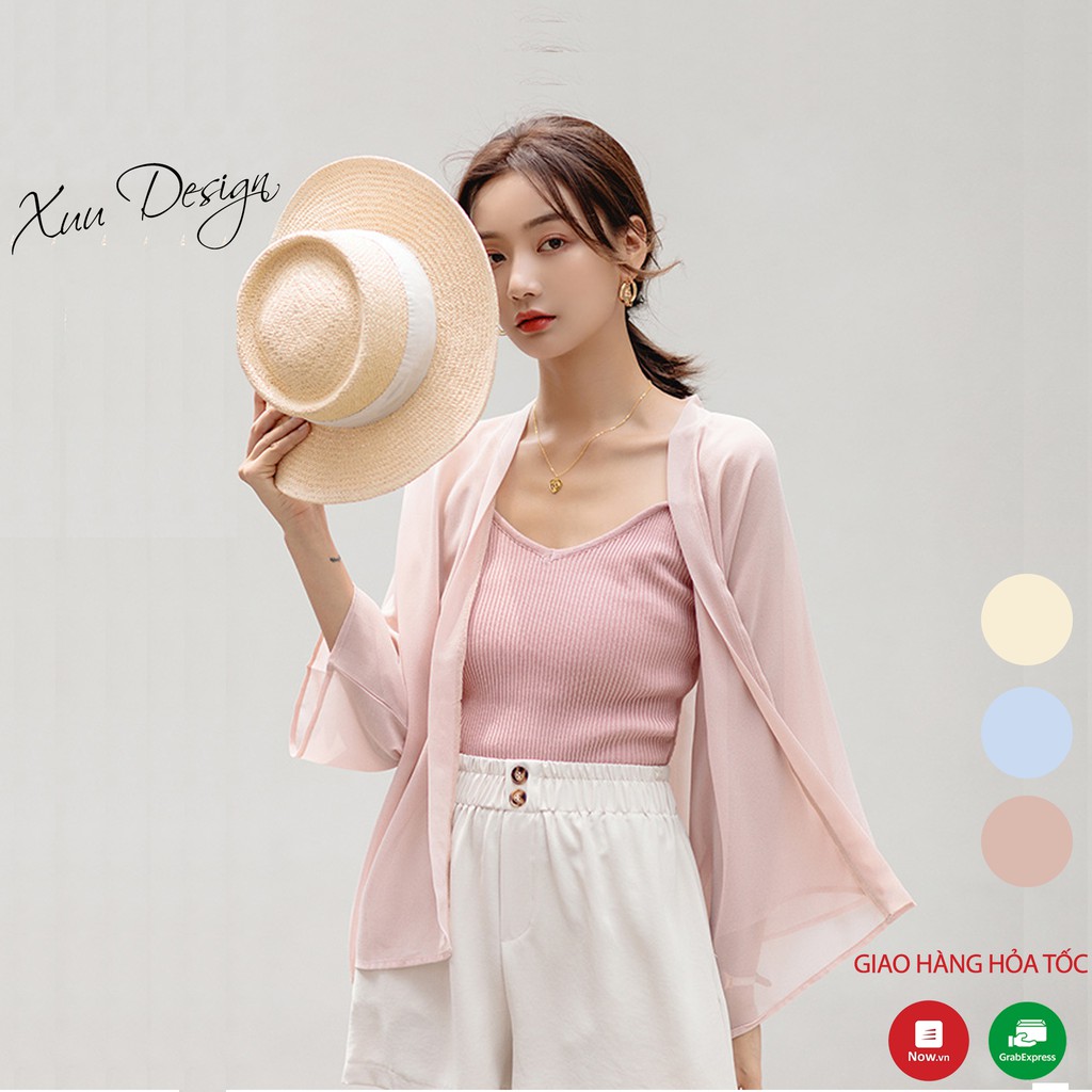 Áo khoác cardigan mỏng khoác ngoài tay lửng Xuu, chất liệu voan mỏng mềm mại - Xu12 | BigBuy360 - bigbuy360.vn