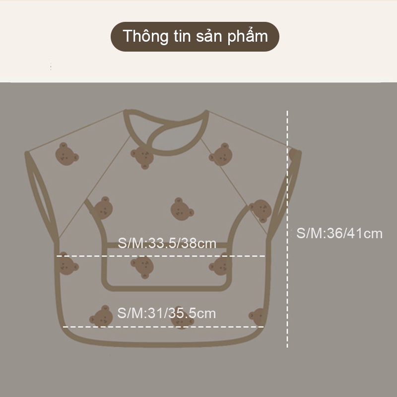 Yếm Ăn Sát Nách 2 Trong 1 Chống Thấm Nước Có Túi Tiện Dụng Cho Bé