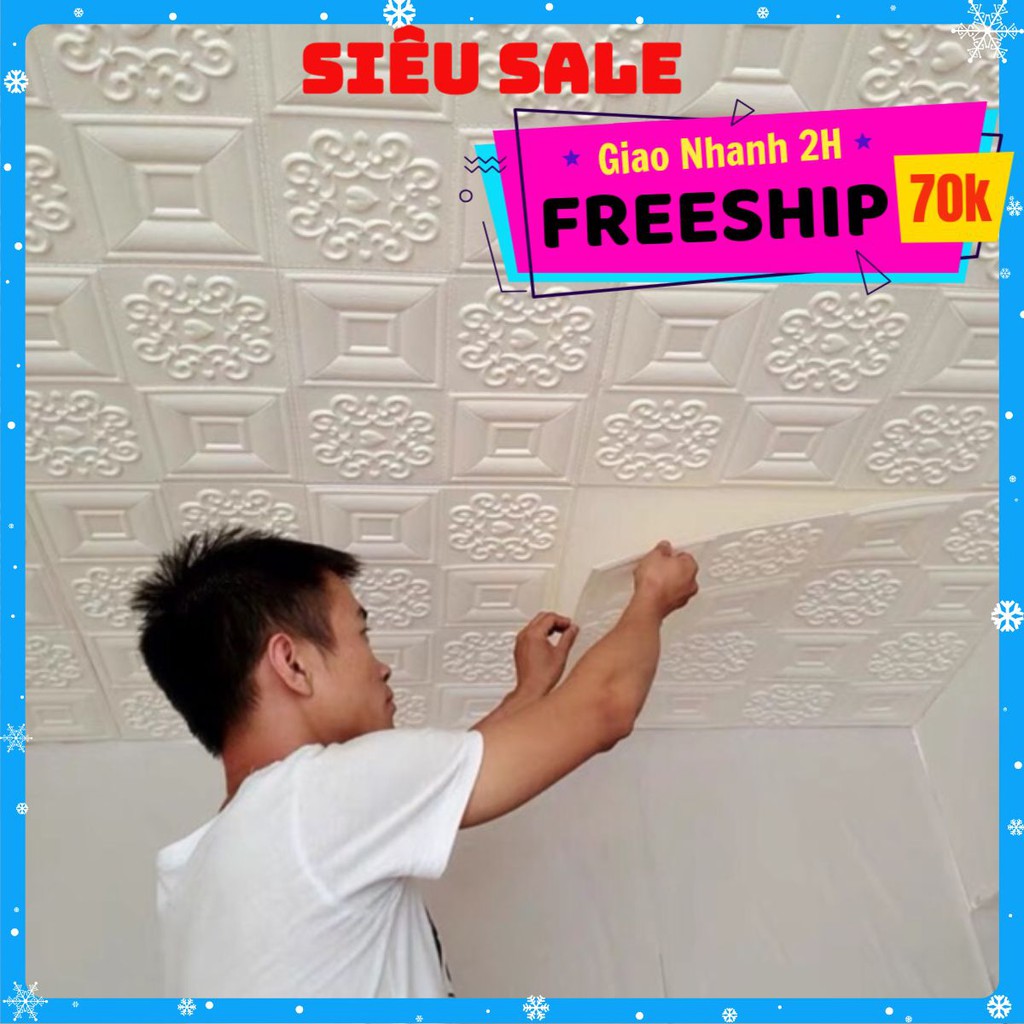 Xốp dán tường, dán trần loại cao cấp giả da kt 70x70cm hcm