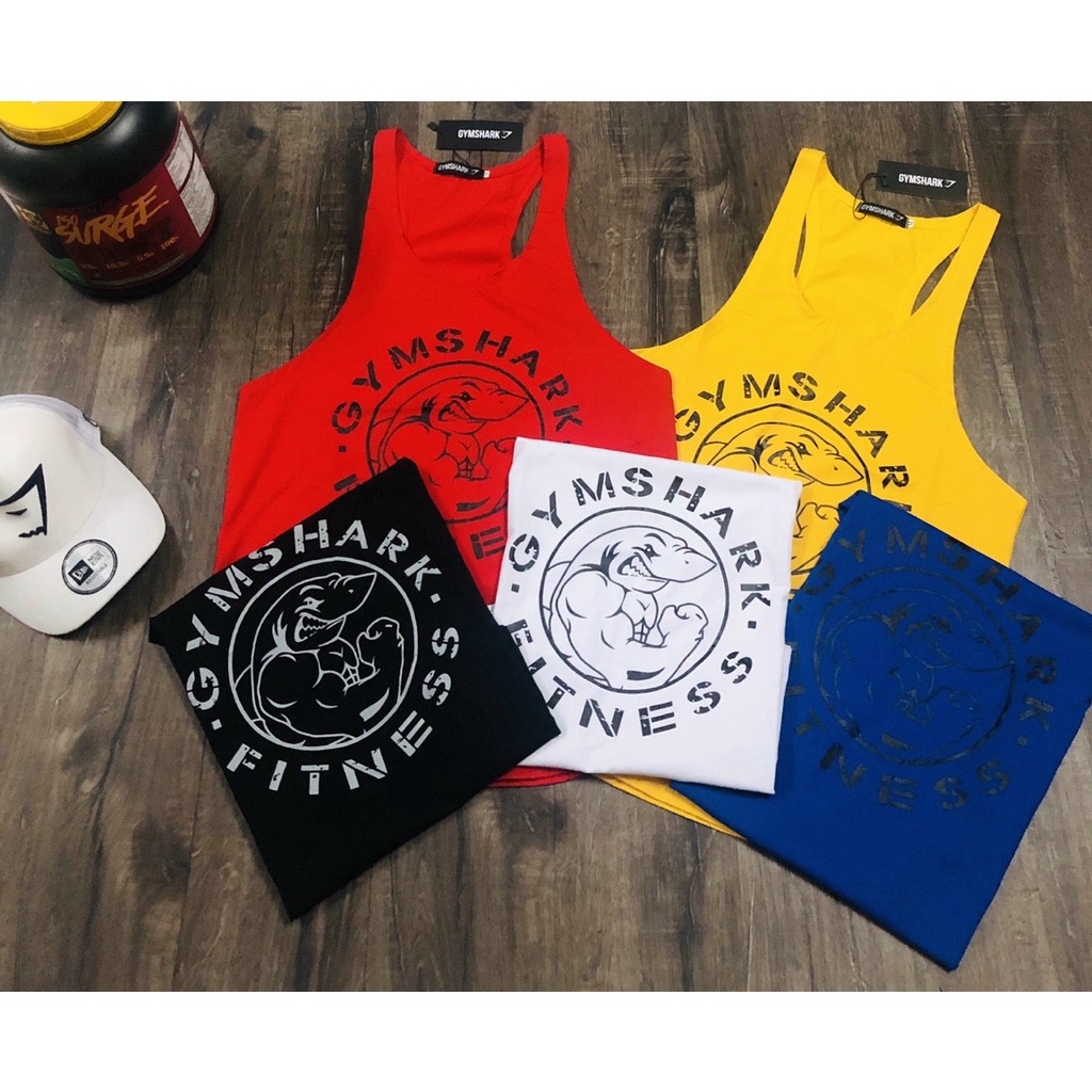Áo Ba Lổ Gym Shark Thun Cotton Cực Mát Áo Tanktop Gym Shark Thể Thao Nam
