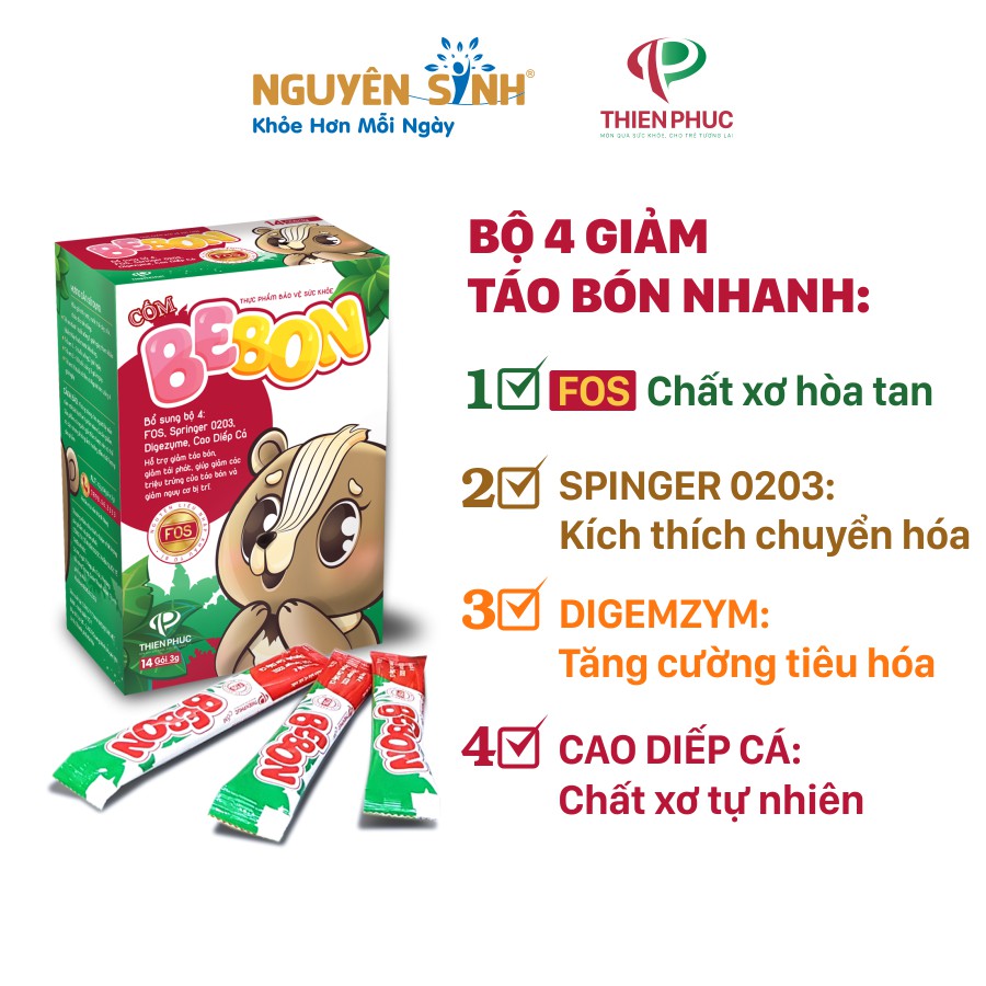 Cốm Bebon Giảm Táo Bón, Nhuận tràng, bổ xung chất xơ, tăng cường tiêu hóa.