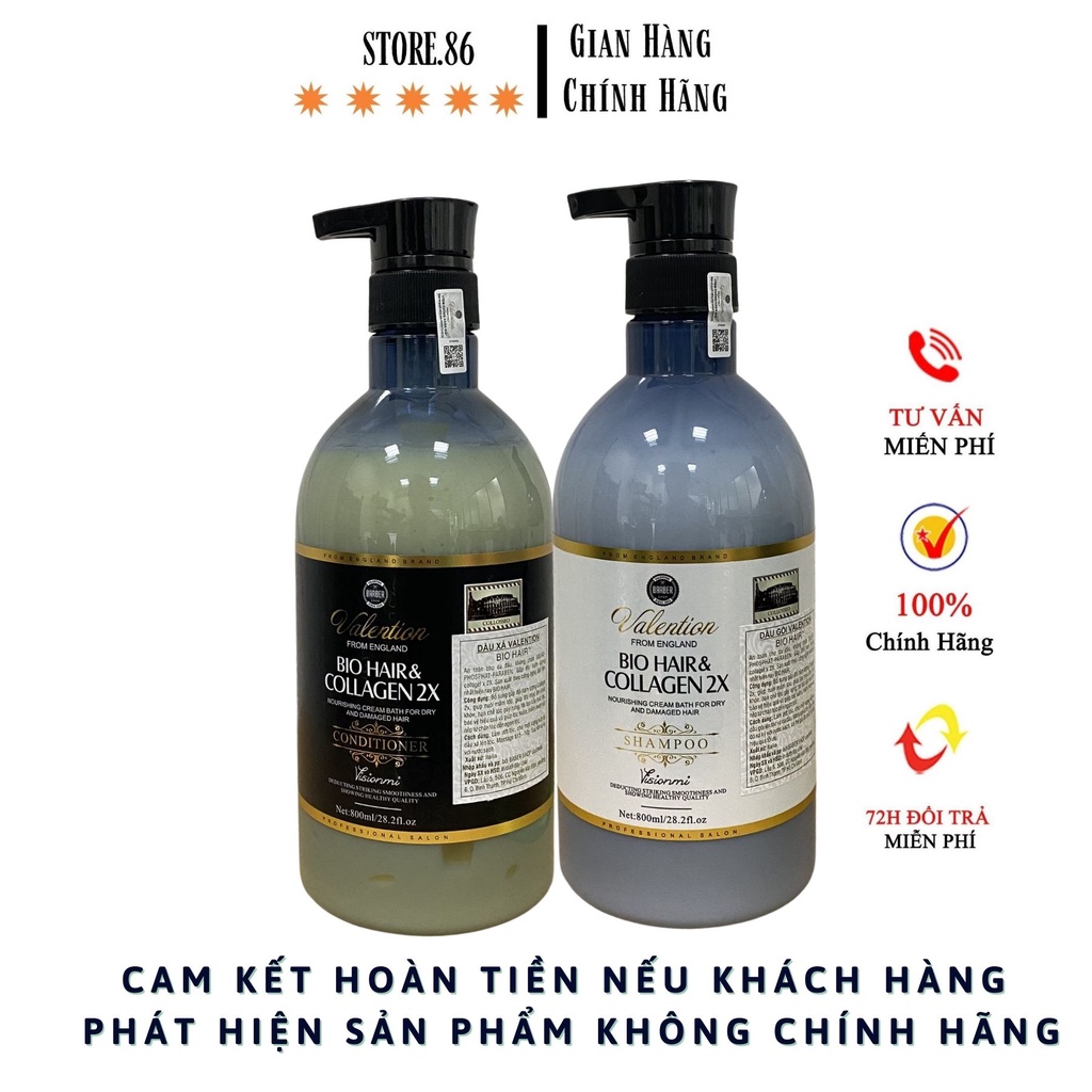 Dầu Gội Valention Bio Hair & Collagen Hương Nước Hoa Phục Hồi Dưỡng Tóc Suôn Mượt  800ml hàng hiệu chính hãng